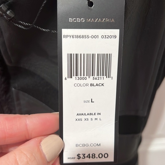 BCBGMAXAZRIA Vegan leather & lace flare dress, NWT - Picture 9 of 9